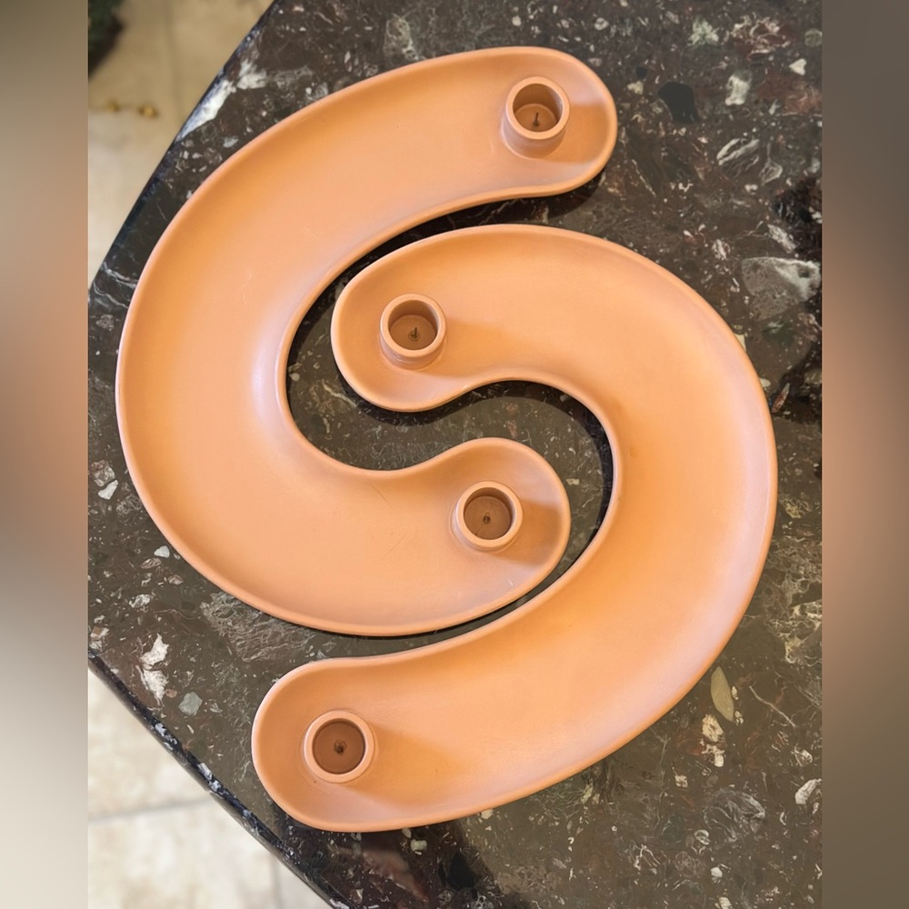 Urban Outfitters Terracotta Ceramic Candle Holder Set